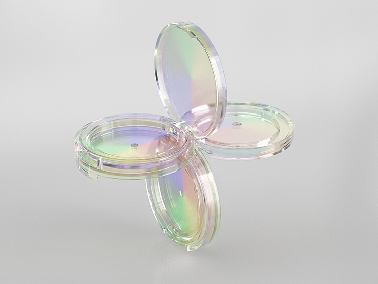 化妝品生產廠家定做電鍍幻彩粉餅盒